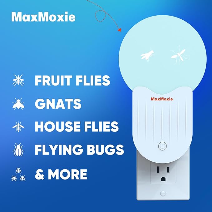 Flying Insect Trap Indoor, Fly Bug Zapper Pest Light Trap for Mosquito, Fruit Flies, Gnats, Moths, Attractant Bug Catcher Light for Home