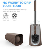 SetSail Toilet Brush, Compact Size Toilet Bowl Brush and Holder Toilet Brushes for Bathroom with Stainless Steel Handle Toilet Cleaner Brush with Durable Scrubbing Bristles, 2 Packs, Brown