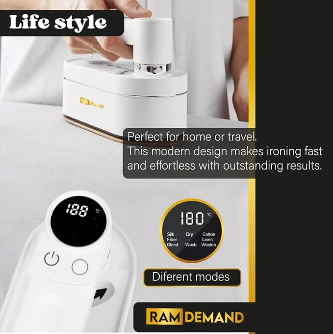 Steamer for Clothes – Handheld Portable Clothes Steamer for Travel and Home – Compact Garment Steamer with Fast Heat-Up – Lightweight Wrinkle Remover by Ram Demand