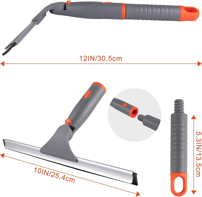 ITTAHO Shower Squeegee for Glass Doors, All-Purpose Anti-Slip Window Squeegee with 2 Blades, Window Cleaner Tool for Shower Doors, Windows, Bathroom and Car Windshields