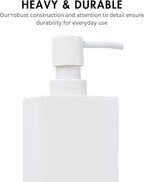 Matte White Soap Dispenser for Bathroom, 15oz Square Rustproof Liquid Hand Dish Soap Dispenser Pump for Kitchen Sink, Countertop, and Bathroom