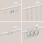 2 Pack Wall Jewelry Organizer, 14.5'' Necklace Holder for Hanging Earring, Ring, Bracelet, Hairband, Glasses Storage, Decorative Space-Saving Jewelry Display-White