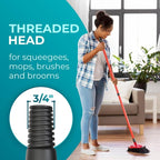 HeloMorSqueegee Broom Scrubbing Brush with Telescopic Long Handle for Garage, Patio, Deck, Tile and Shower (59 Inch (Metal Broom Handle))