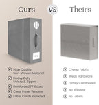 4 Pack Bed Sheet Organizer and Storage, Foldable Storage Bed Sheet Organizer for Linen Closet with Viewing Window & Label for Bedding Sheets & Blankets (Queen & King Size) Gray