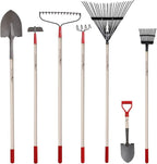 GardenAll 7-Piece Shovels Rakes Hoe Set Garden Tools Gifts for Women Long Wood Handle Pointy Shovels for Digging Short Handle Shovel Meteal Rakes Cultivator Set