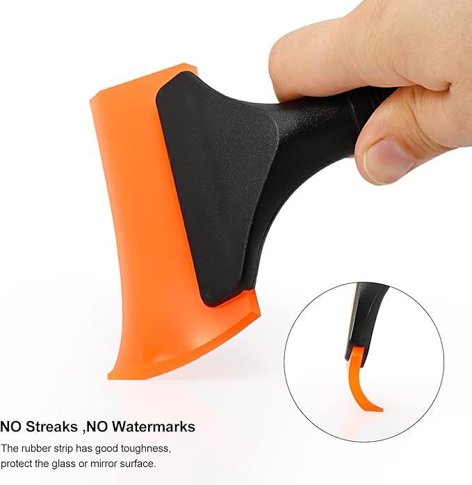 EHDIS Small Squeegee 5 inch Rubber Window Tint Windshield Scraper for Car,Glass, Mirror, Shower, Door,Bathroom Cleaning(Orange)