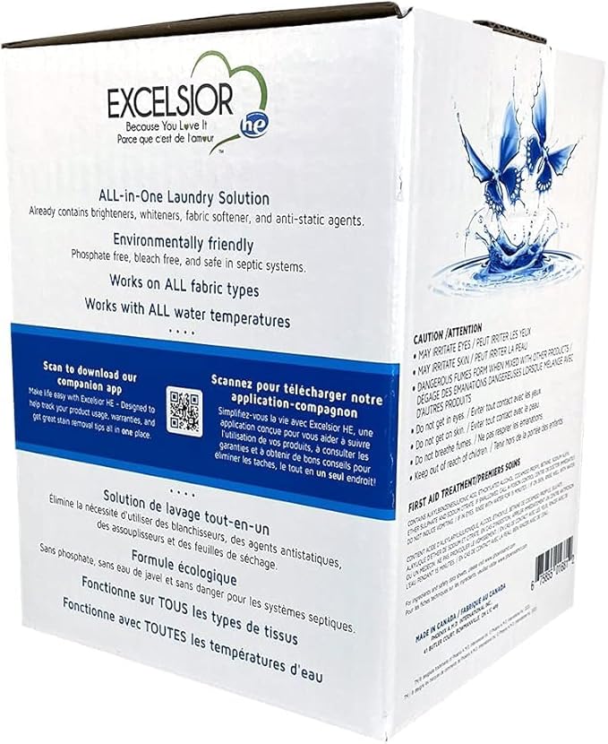 Excelsior - Laundry Detergent with Eco Bottle- Concentrated Liquid - Unscented, Biodegradable, Solvent, and Phosphate Free 3 Liter (2, New Packaging)