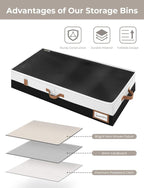 StorageWorks Large Under Bed Storage Containers with Handles and Label Holder, 2 Pack Ultra-thick Fabric Underbed Bins, Closet Organizer for Clothes, Blankets, Sweater
