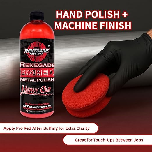 Renegade Products Aluminum Polishing Mini Kit Complete with Buffing Wheels, Buffing Compounds, Right Angle Grinder Safety Flange, Pro Red Hand Polish and Microfibers