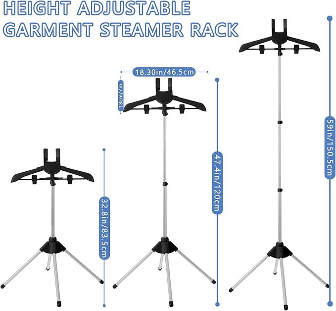 Garment Steamer Rack & Garment Ironing Glove for Clothes,Adjustable Steamer Stand for Clothes,Adjustable Garment Hanger Standing,Foldable Iron stand with Ironing Glove for Steaming Clothes(32-63 Inch)
