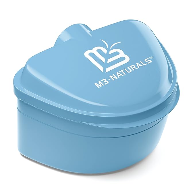 Denture Bath Case and Retainer Case, Denture Bath Cup for Invisalign Retainers Mouthguards Dentures Cleaner Kit with Strainer Spill-Free Portable Retainer Cleaner Case by M3 Naturals