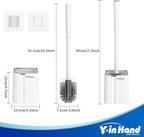 2 Pack Silicone Toilet Brush, Soft Toilet Bowl Cleaner Brush Set for Deep Cleaning. Bathroom Accessories with Long Handle, Wall mountable. - White
