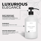 Luxury Glass Soap Dispenser Set of 2 - Elegant Aesthetic White Glass Bottles with Modern Matte Black Stainless Steel Pumps, Ideal for Kitchen, Bathroom, Hand Soap, Dish Soap, and More.