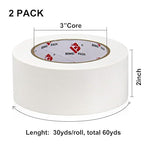 2 Pack Duct Tape Heavy Duty,9 Mil Thickness,2 Inches x 30 Yards,Strong Industrial Strength,Flexible,No Residue,Waterproof and Tear by Hand,Multi-Use for Indoor & Outdoor Repairs(White)