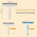 Pro 3 in 1 Window Cleaning Scraper with 2 Replaceable Cleaning Cotton Strips, 3 in 1 Spray Squeegee, Window Squeegee, Suitable for Cleaning Bathroom Glass, Mirrors, Car Windows (White)