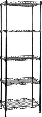 SUNLPH 5-Tier Wire Shelving Adjustable Shelves Unit Metal Storage Rack for Laundry Bathroom Kitchen Pantry Closet Organization (Black, 16.6" L x 11.4" W x 49.1" H)