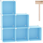 C&AHOME Cube Storage Organizer, 6-Cube Shelves Units, Closet Cabinet, DIY Plastic Modular Book Shelf, Ideal for Bedroom, Living Room, Office, 36.6" L x 12.4" W x 36.6" H Blue UPCS06L