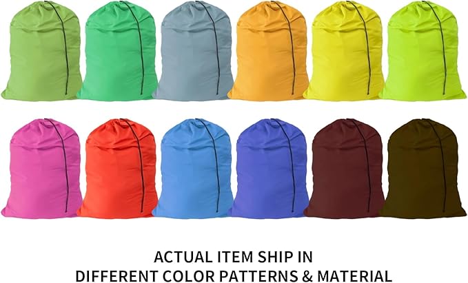 Extra Large Laundry Bag Travel Laundry Bags with Drawstring Closure Fit a Laundry Basket or Hamper for college dorm and apartment dwellers Machine Washable 30"x40" (Mixed Color 12 Pack)