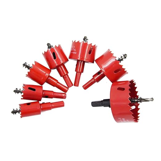 Bi-Metal Hole Saw Kit, 7 Pcs 7/8" to 2-1/2" General Purpose Hole Saw Drill Bits, HSS Hole Cutter with Arbor for Wood, Plastic, Drywall, Size(22,25,28,35,44,51,64)