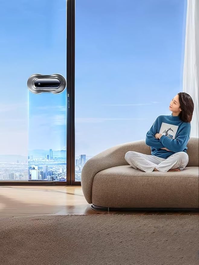 Window Cleaning Robot C1S | Auto Dual-Side Spray & Smart Path Planning | Strong Suction | Remote Control (Silver)