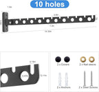 ACNISM Wall Mounted Clothes Rack, Laundry Room Hanging Rack, Retractable & Foldable Drying Rack with 180° Rotation, Space-Saver for Laundry Room & Bedroom, Bathroom Closet Storage, 2-Pack, Black