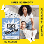 Molly’s Suds Laundry Detergent Sheets | Gentle on Sensitive Skin, Powerful Bio-Based Enzymes, Stain-Fighting | Liquidless & Plastic-Free Packaging | 120 Loads (Ocean Mist)