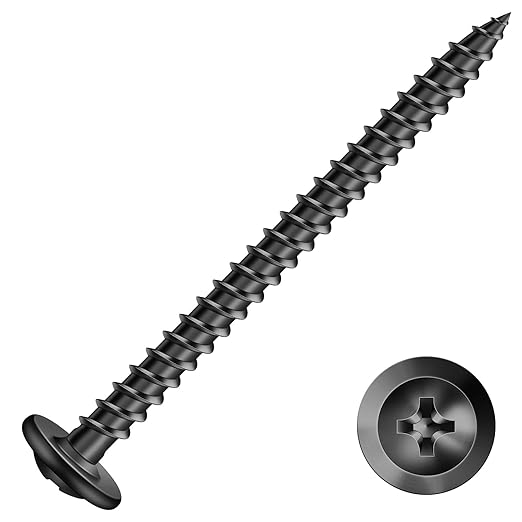 #8 x 2 Inch Wood Screw 250Pcs Alloy Steel Standard Thread Truss Head Fast Self Tapping Black Oxide by SG TZH