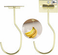 Self-Adhesive Banana Hooks, Foldable Magnetic Hanger Under Cabinet, Sturdy Metal Banana Holder for Kitchen, Space-Saving Design to Keep Bananas Fresh 3 Pieces Gold