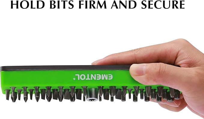 EMENTOL 2PCS 1/4" Magnetic Bits Holder Set - Orange and Green, 86PCS Hole, Bit Organizer with Strong Magnetic, Magnetic Bits Organizer, 2 Pieces