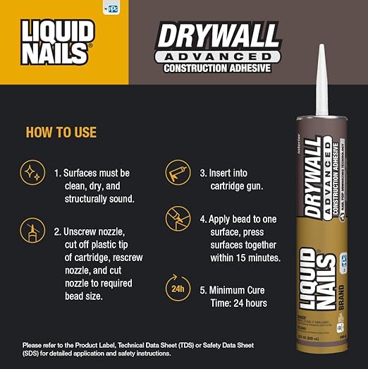 Liquid Nails Drywall Advanced 28 oz. Off-White Latex-Based Interior Drywall Adhesive, 12 Pack