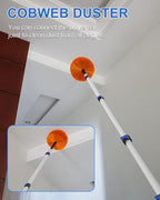 26 Foot High Reach Duster Kit with 5-20 ft Telescoping Extension Pole, High Ceiling Duster, Cobweb Duster, Window Squeegee, Feather Duster, Outdoor & Indoor Extendable Duster Cleaning Kit