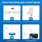 Disposable Toilet Brush with 48 Refills,Toilet Cleaning Supplies,Toilet Wand Brush Starter Kit,Wall Mounted Toilet Bowl Cleaner Brush with Holder for Bathroom Deep Cleaning & Hygiene (White)