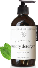 Rowe Casa Organics Citrus and Mint Laundry Detergent Liquid – Natural Liquid Washing Detergent with Refreshing, Crisp, and Bright Scent – 16 Oz Pump Bottle
