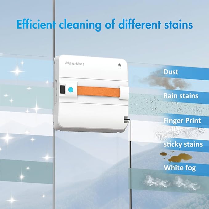 Mamibot W120-DP Window Cleaning Robot for High-Rise Glass - 3200Pa Strong Suction, Multiple Cleaning Modes,4 Water Spray Nozzles,Edge Detection Technology,App&Remote Control(Blue)