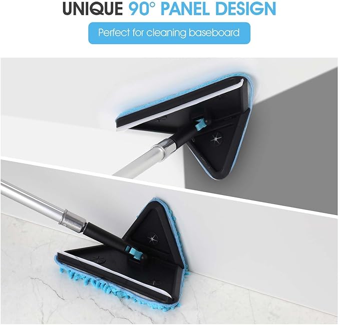 90° Foldable Baseboard Wall Cleaner Mop, Cobweb Duster, Window Cleaning Squeegee Dusting Kit for Extension Pole(Pole Not Included) (1)
