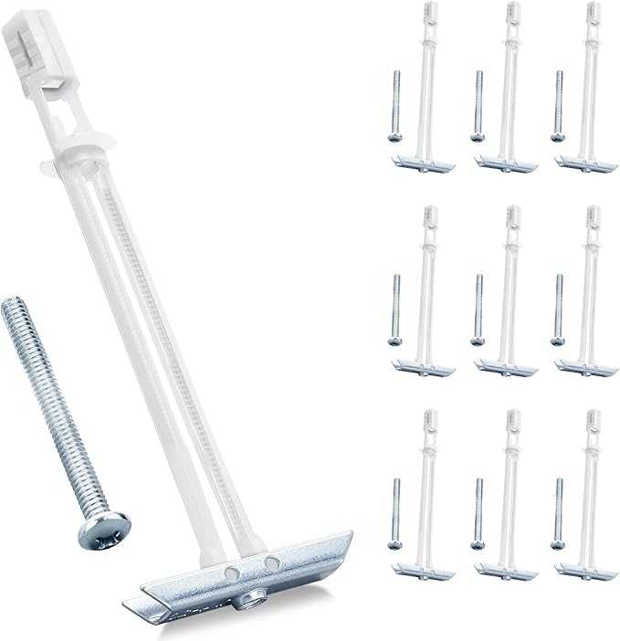 Heavy Duty Drywall Anchor Bolts with 1/4"-20 Fastener Suitable for TV Mounting Hollow Wall Anchor Bolt Screw Kit Supports Up to 270 lbs Each on 1/2 Inch Drywall Pack of 10
