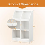 6-Cube Wooden Storage Bookcase - 11-Inch Open Shelf Cabinet, Simple Modern Bookshelf Organizer for Home Office, Living Room, White