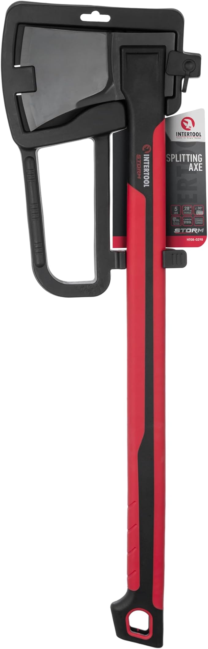 INTERTOOL Wood Splitting Axe for Firewood Logs 28” - Maul Ax Splits Medium to Large Rounds with Composite Shock Absorbing Non-Slip Handle - Carry Sheath - HT08-0298