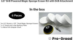 3.5” Drill Powered Magic Sponge Eraser 6 Pieces Kit with Drill Attachment | 25% Thicker Ultra Durable Melamine Cleaning Eraser Pads for Bathroom Kitchen Floors Walls Baseboards Crayon Marker and More