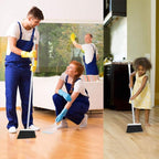 Broom and Dustpan Set, JEHONN Long Handle Lightweight Broom Set Upright Standing Dustpan Stand Up Store Sweep Set for Home Room Kitchen Office Lobby