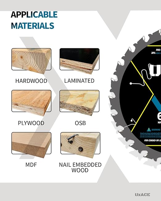 5-1/2-Inch 24-Tooth Circular Saw Blade with 10 mm Arbor, Framing Wood Cutting, Carbide Tip, Thin Kerf, for Plywood, MDF, OSB, Laminated, 2 Pack