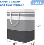 BlissTotes 3-Pack Laundry Basket, Freestanding＆Waterproof Laundry Hamper, Collapsible Tall Clothes Hamper with Easy Carry Handles for Clothes, Towels in the Family and Dorm,Gradient Grey,125L