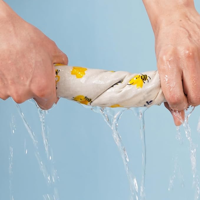 Reusable Dishcloths Kitchen Towels Cotton: 30 Packs 10X10 Washable Roll Paperless Paper Towels Absorbent Dishcloths Set Dish Tea Towel for Kitchen Drying (30Bee, 10×10")