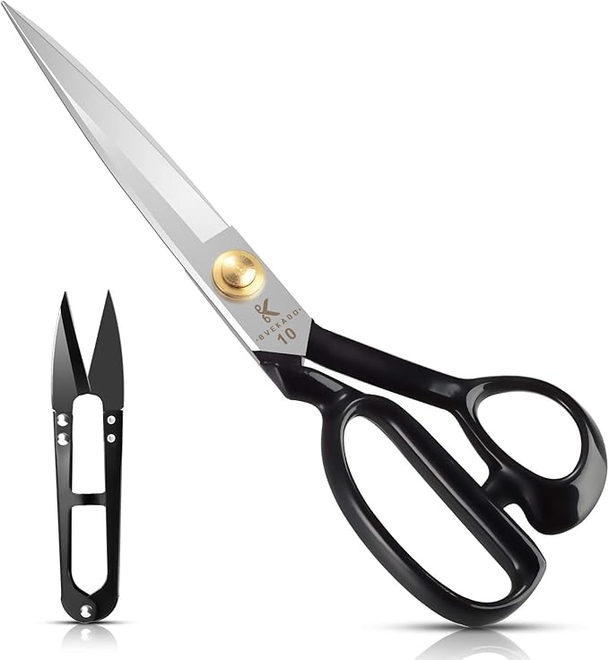 Sewing Scissors 10 Inch - Fabric Dressmaking Scissors Upholstery Office Shears for Tailors Dressmakers, Best for Cutting Fabric Leather Paper Raw Materials Heavy Duty High Carbon Steel(Right-Handed)