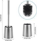SUS304 Stainless Steel Toilet Brush and Holder Toilet Brush Bowl Cleaning Brush Double Layer Holder Long Brush Handle High Density Silicone Head