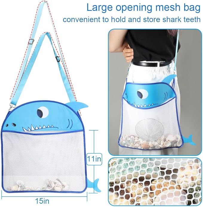 Stainless Steel Beach Sand Sifter, 2 PCS Long Beach Sifting Sand Connectable Pole Sets with Scoops, Baskets, Mesh Bag, for Picking Up Shells Shovels Shark Teeth