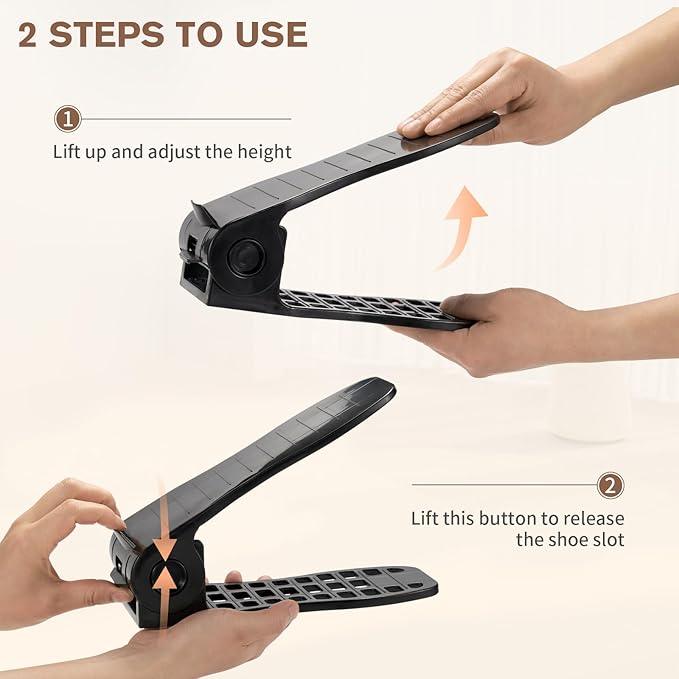 Shoe Slots Organizer Adjustable Shoe Stackers Double Deck Shoe Rack Holder Shoe Rack Storage Space Saver for Closet Organization