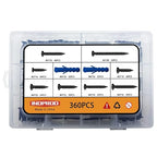 360 pcs M3 M4 M5 Wood Screws Assortment Kit with Blue Drywall Anchor Plug with Wings,High Hardness Carbon Steel Self-tapping Screws,Nylon Expansion Anchors,Phillips Drive Flat Countersunk Head