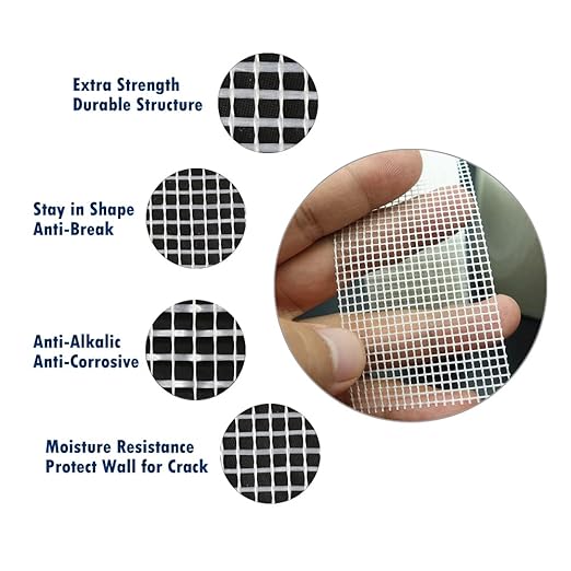 LLPT Drywall Repair Fiberglass Tape 6” x 100 Feet Industrial Grade Extra Strength Fiber Mesh Heavy Duty Self Adhesive for Seam Patch Wall Crack Seam Repair Color White (DRF610)