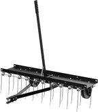 40" Tow Behind Lawn Dethatcher, Pull Behind Rake with 24 Rust-Proof Tines and Heavy Tires, Lawn Tractor Rake with Lift Handle, Black Tow Behind Rakes to Remove Thatch, Leaves from Large Lawn Area